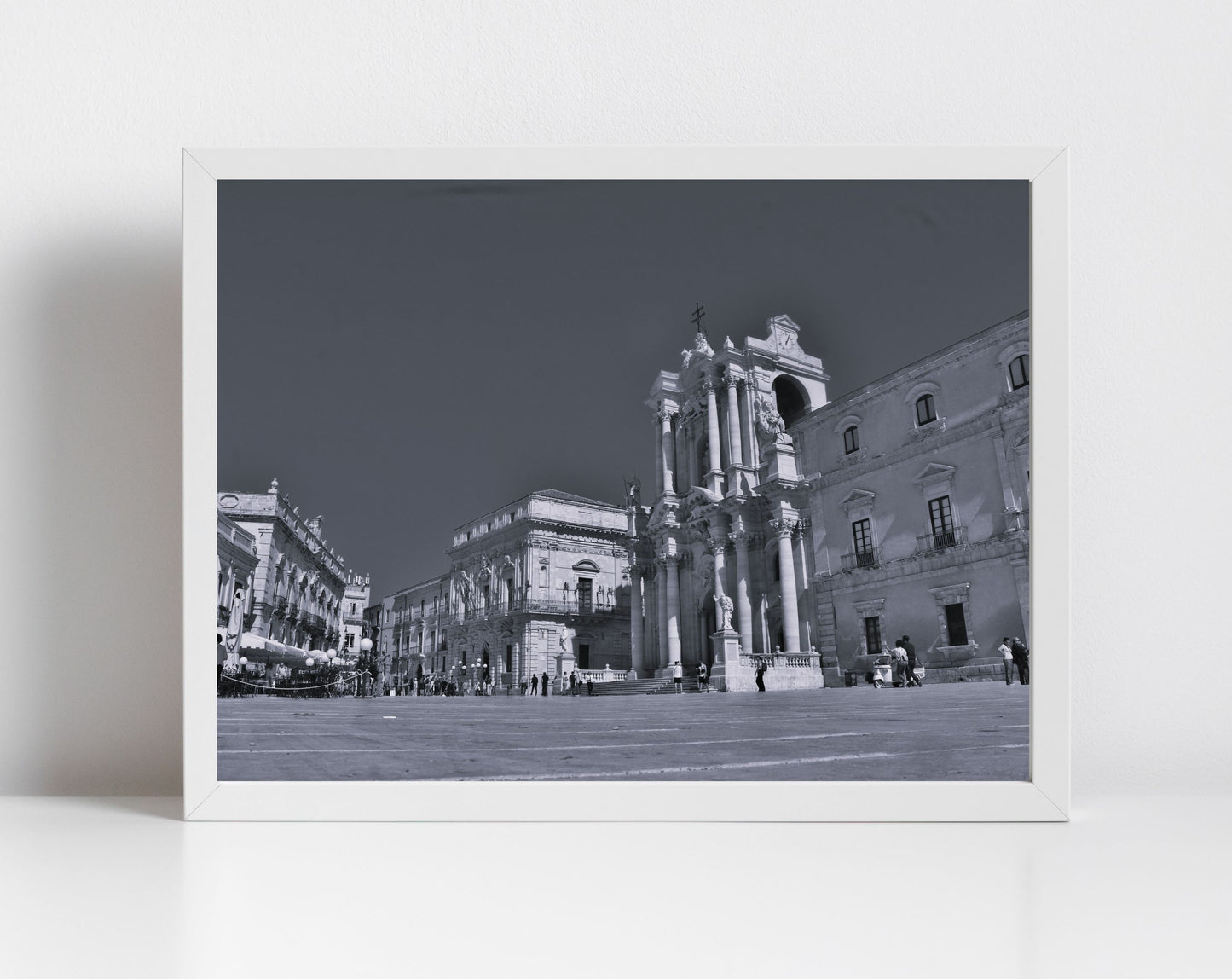 Piazza Del Duomo Syracuse Black And White Photography Print