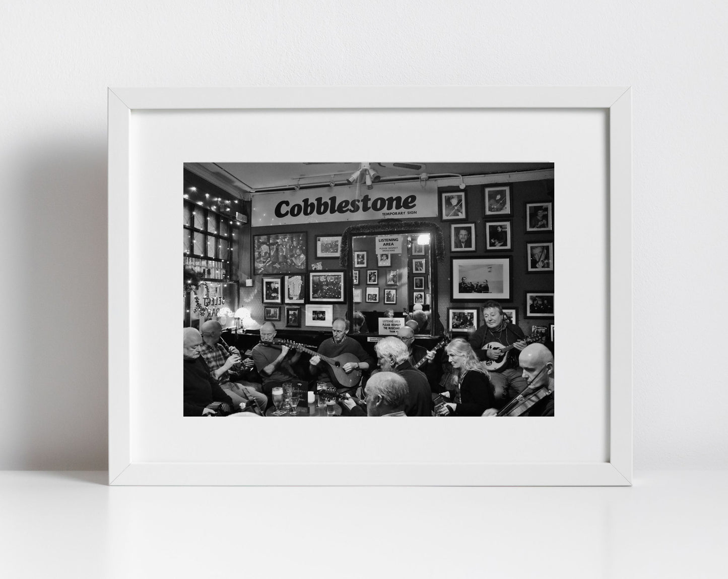 The Cobblestone Dublin Black And White Photography Irish Music Poster