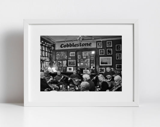 Irish Traditional Music Poster The Cobblestone Dublin Black And White Photography