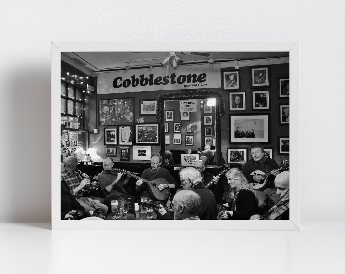 The Cobblestone Dublin Black And White Photography Irish Music Poster