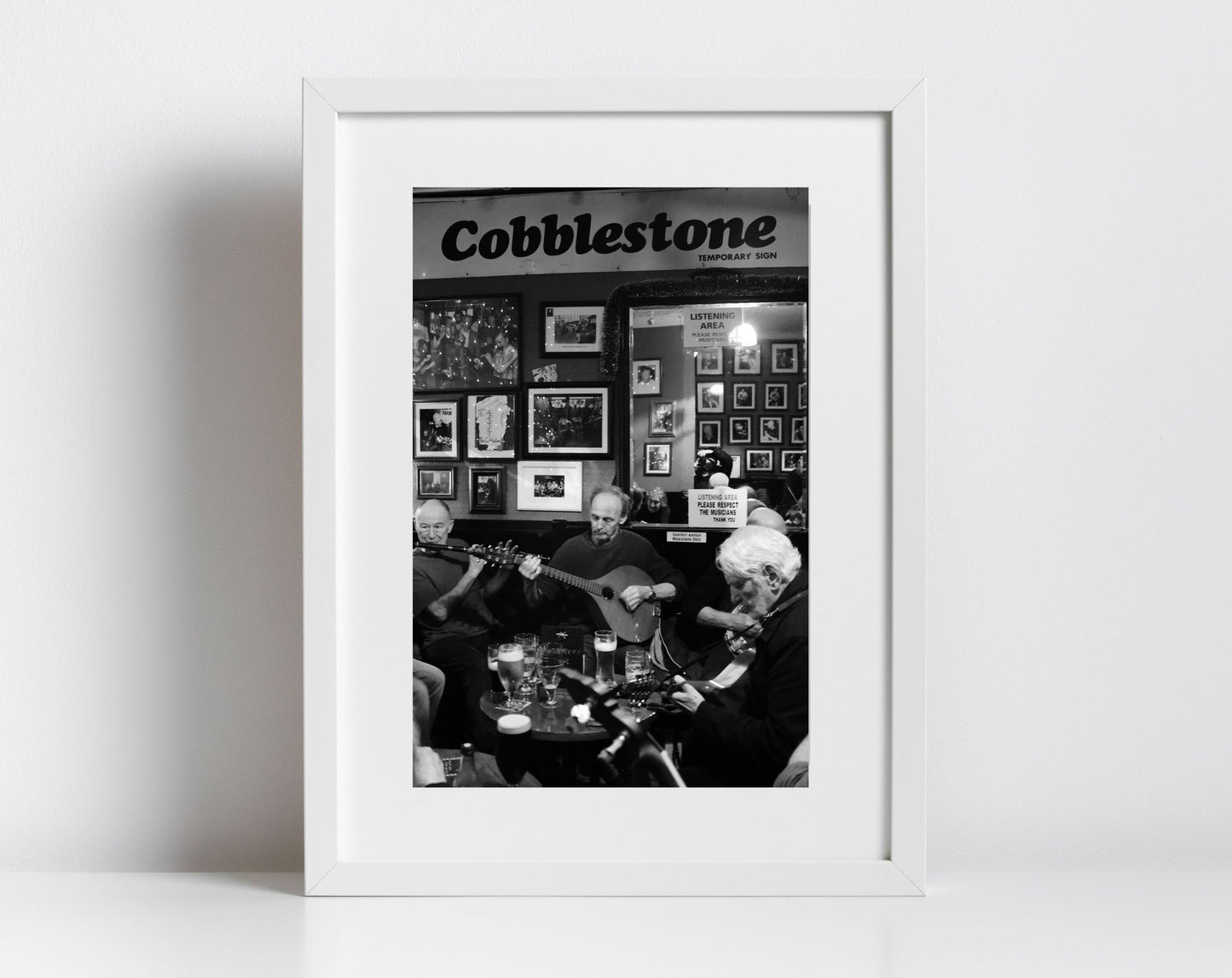 The Cobblestone Dublin Black And White Photography Irish Traditional Music Poster