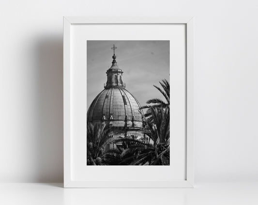 Palermo Cathedral Black And White Photography Print Italy Wall Art