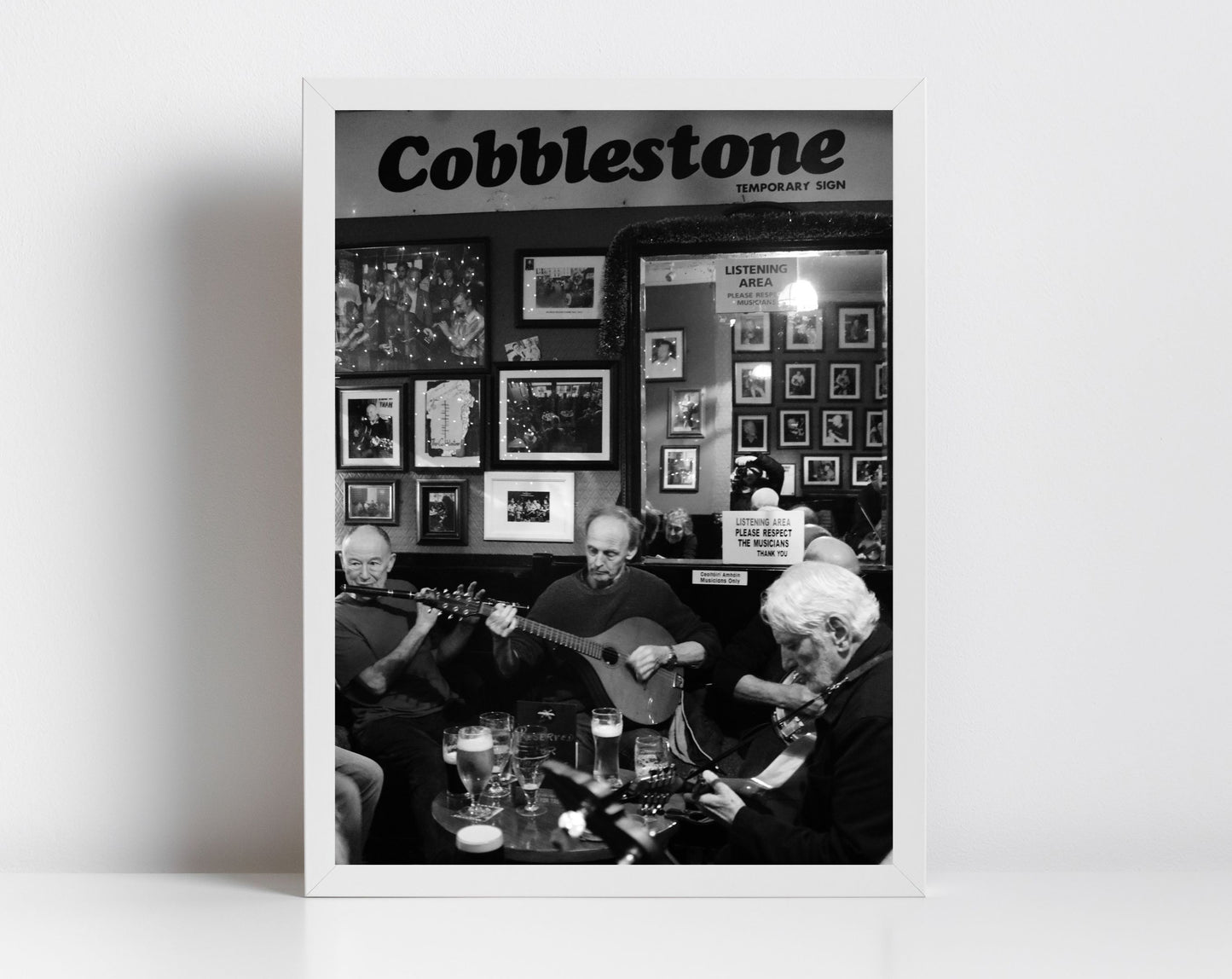 The Cobblestone Dublin Black And White Photography Irish Traditional Music Poster