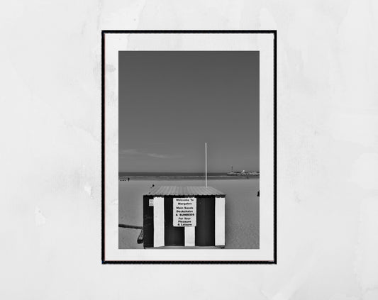 Margate Beach Hut Black And White Photography Poster