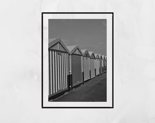 Brighton Poster Hove Beach Huts Black And White Photography