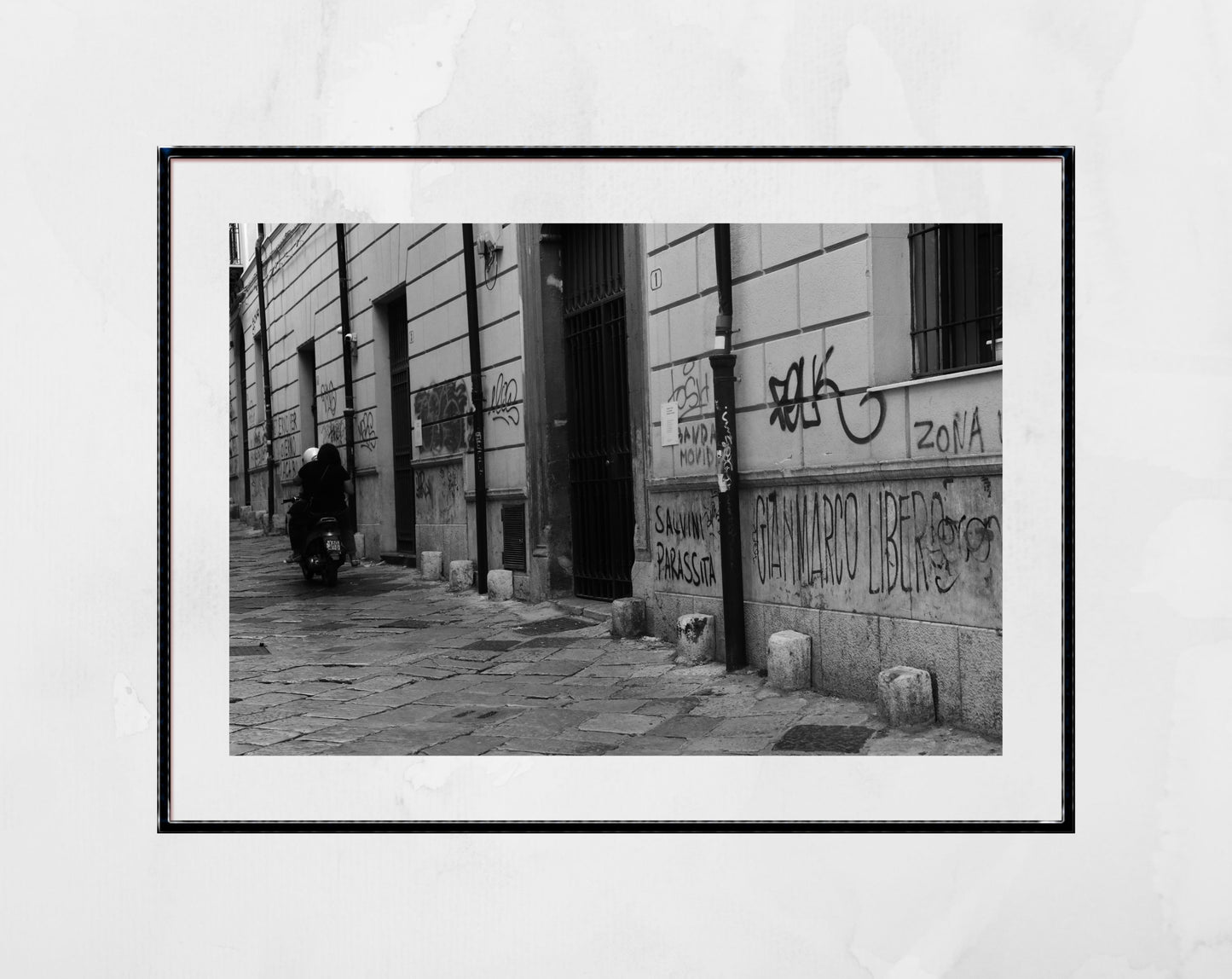 Palermo Street Black And White Photography Print Sicily Wall Art