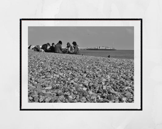 Brighton Beach Black And White Photography Print