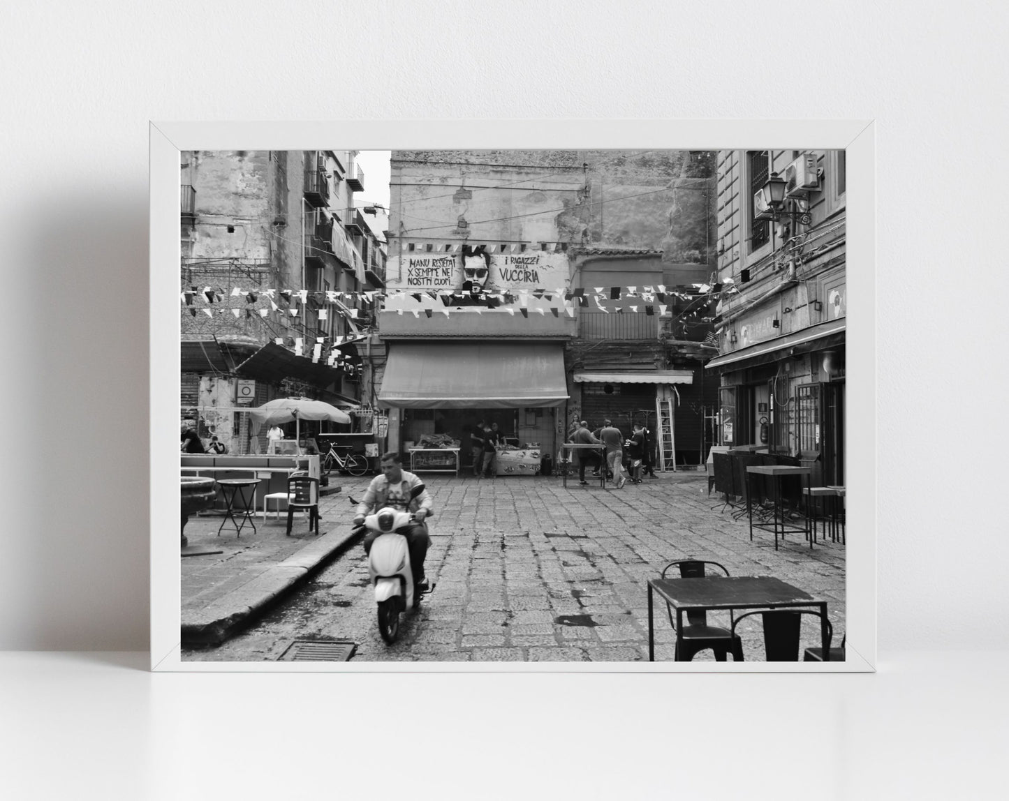 Piazza Caracciolo Palermo Sicily Black And White Print Street Photography