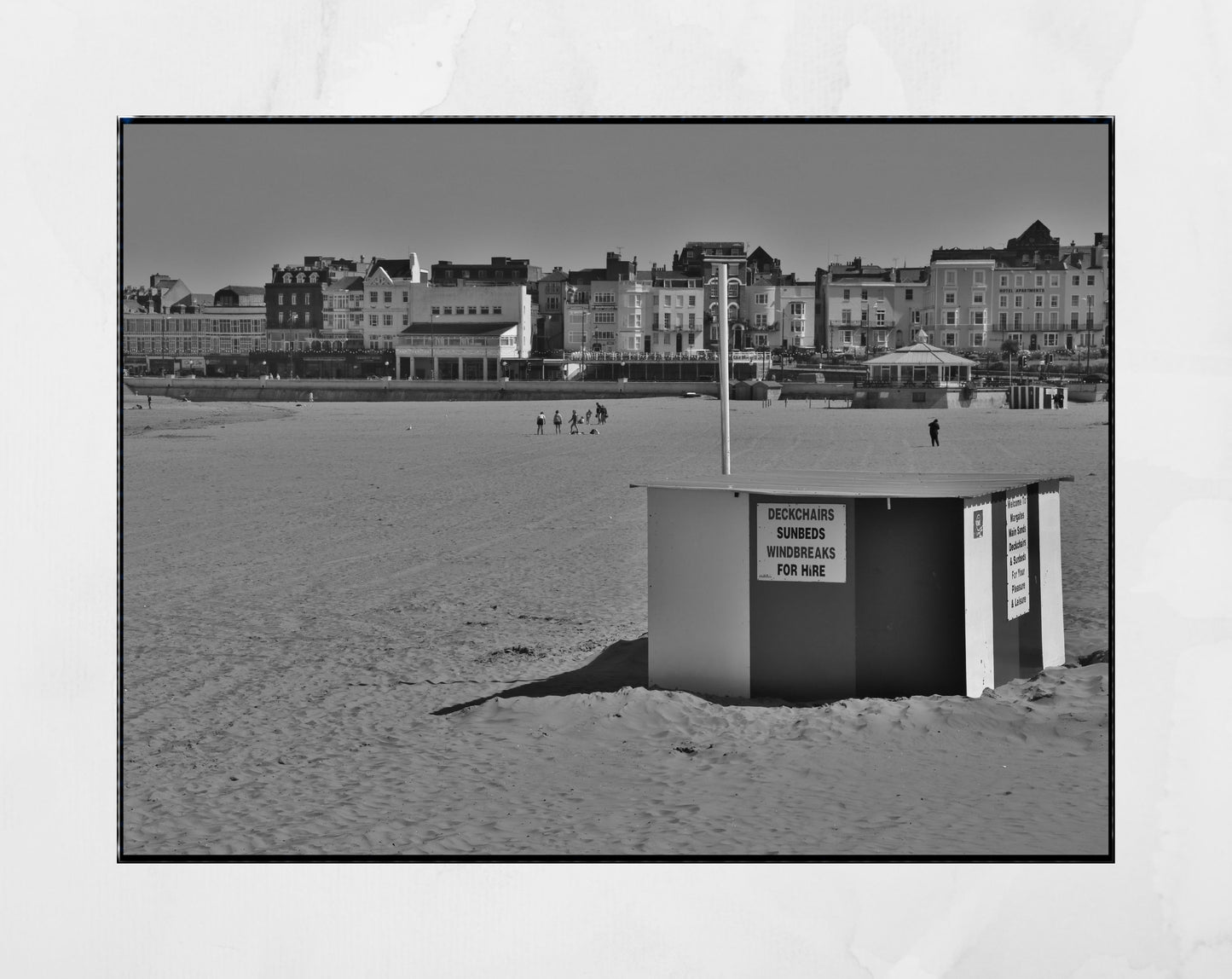 Margate Beach Hut Black And White Photography Print