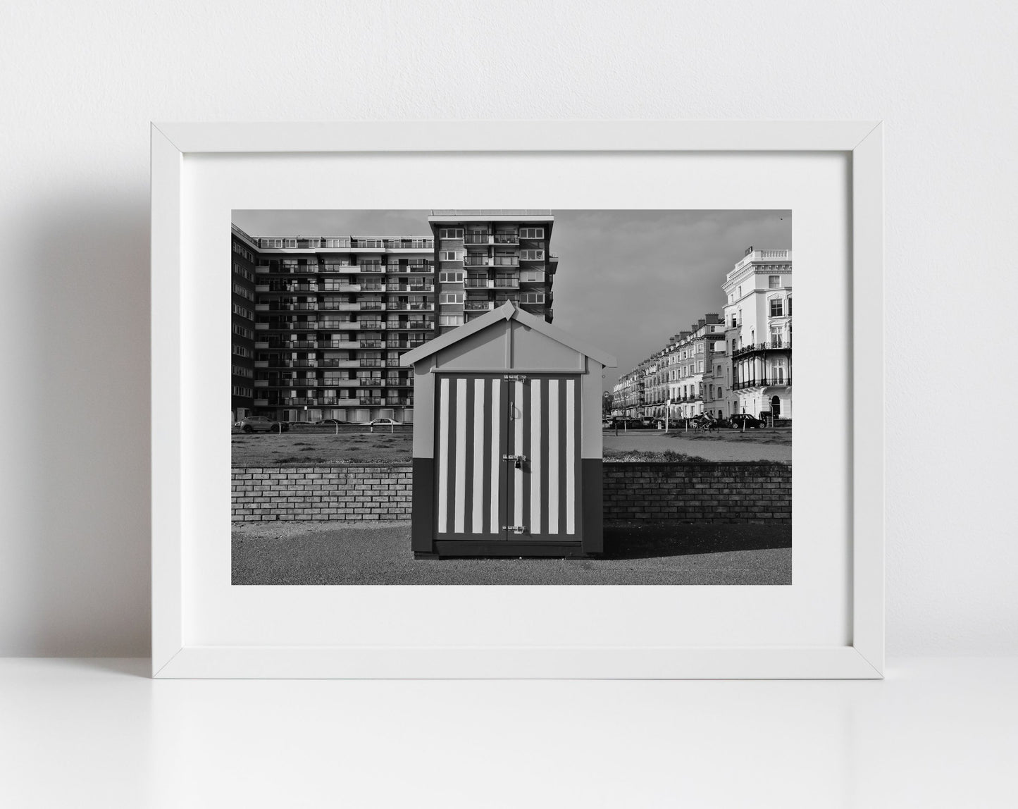 Brighton Black And White Photography Hove Beach Huts Print