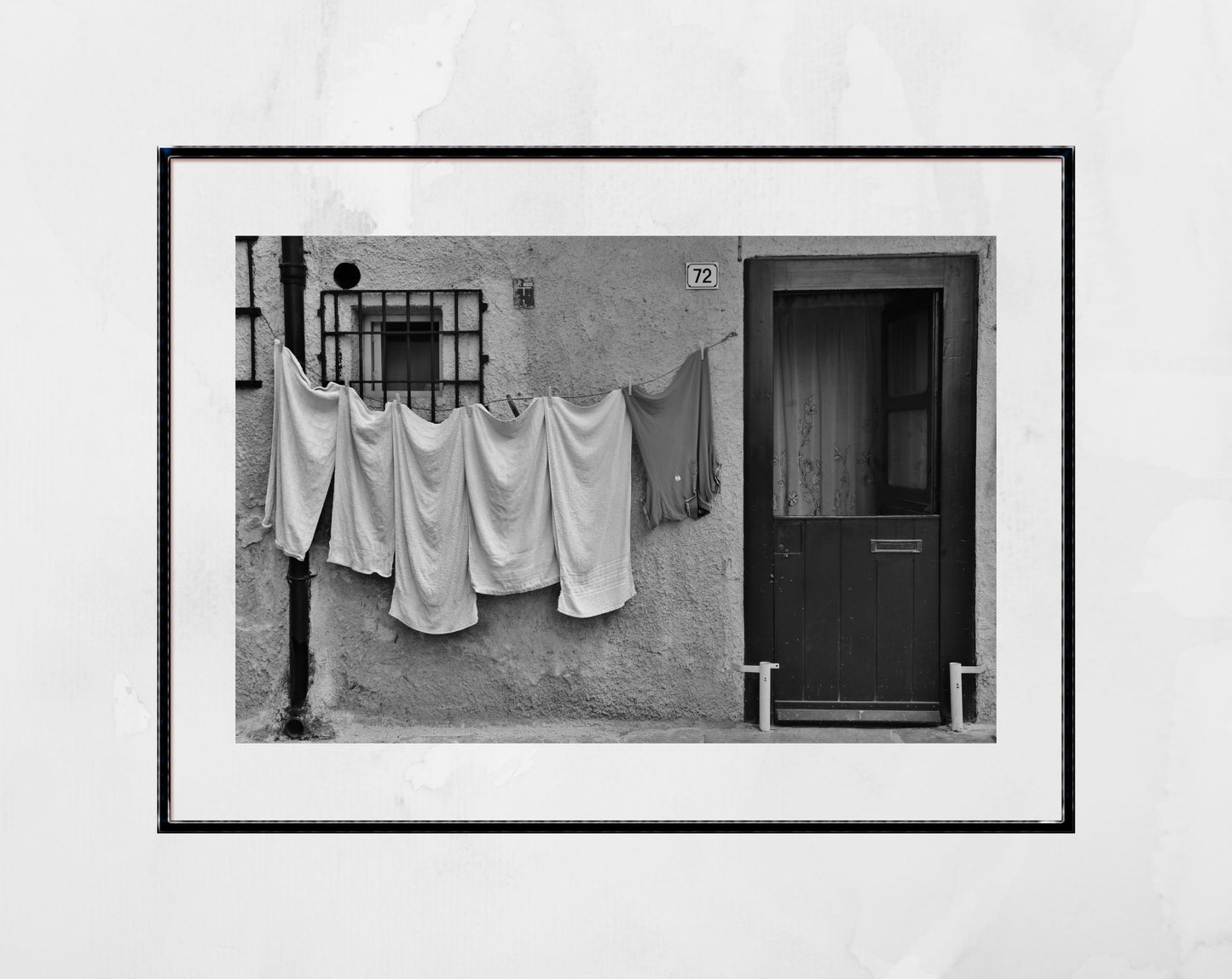 Palermo Sicily Street Black And White Photography Print Laundry Wall Art