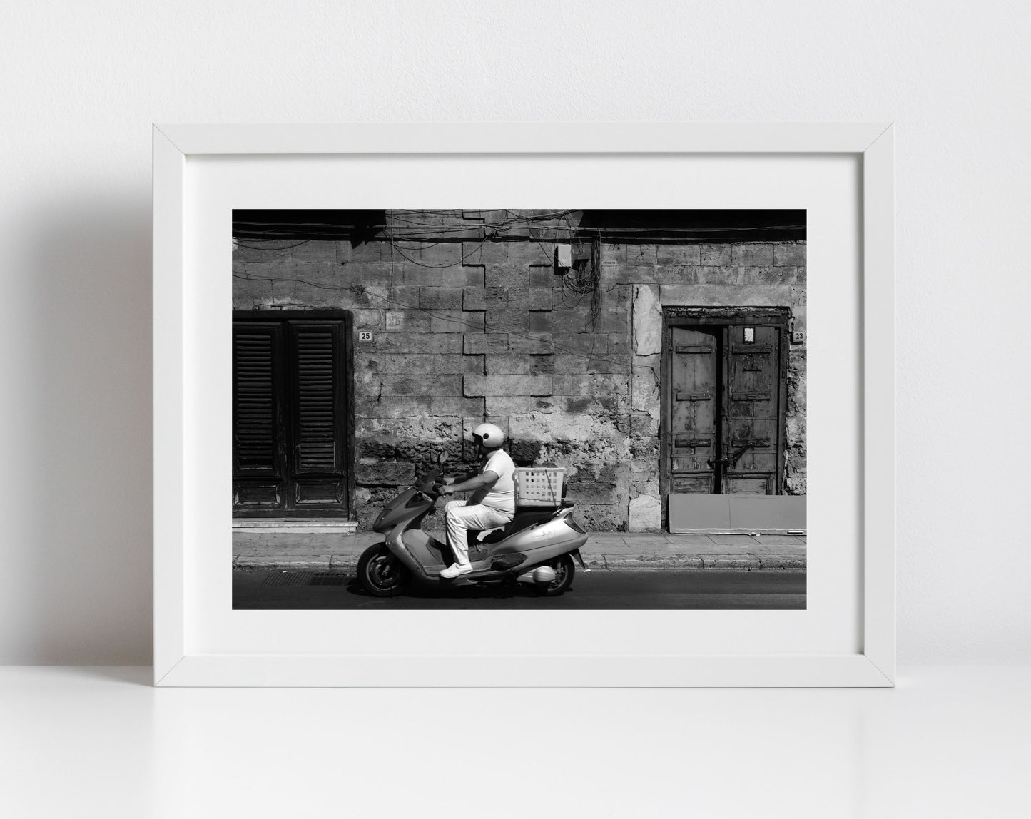 Palermo Sicily Print Black And White Street Photography Moped Poster