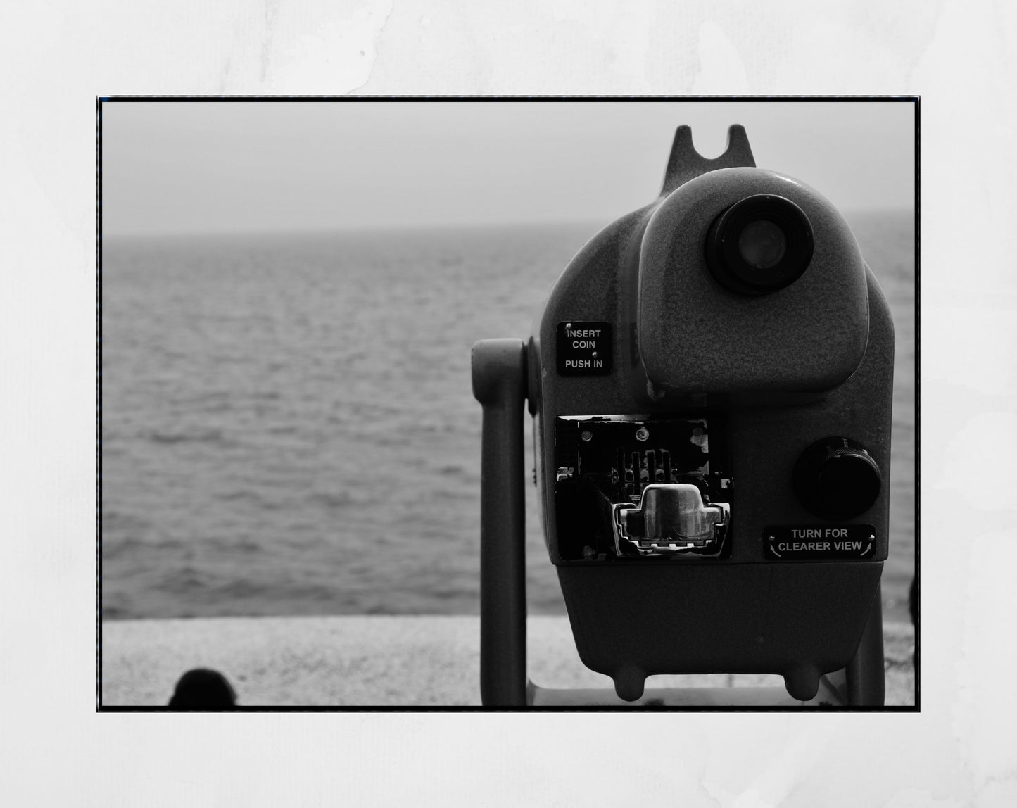 Folkestone Sea Telescope Black And White Photography Print