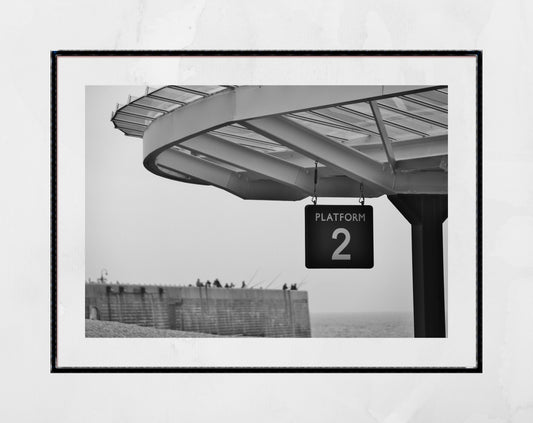 Folkestone Harbour Station Black And White Photography Print