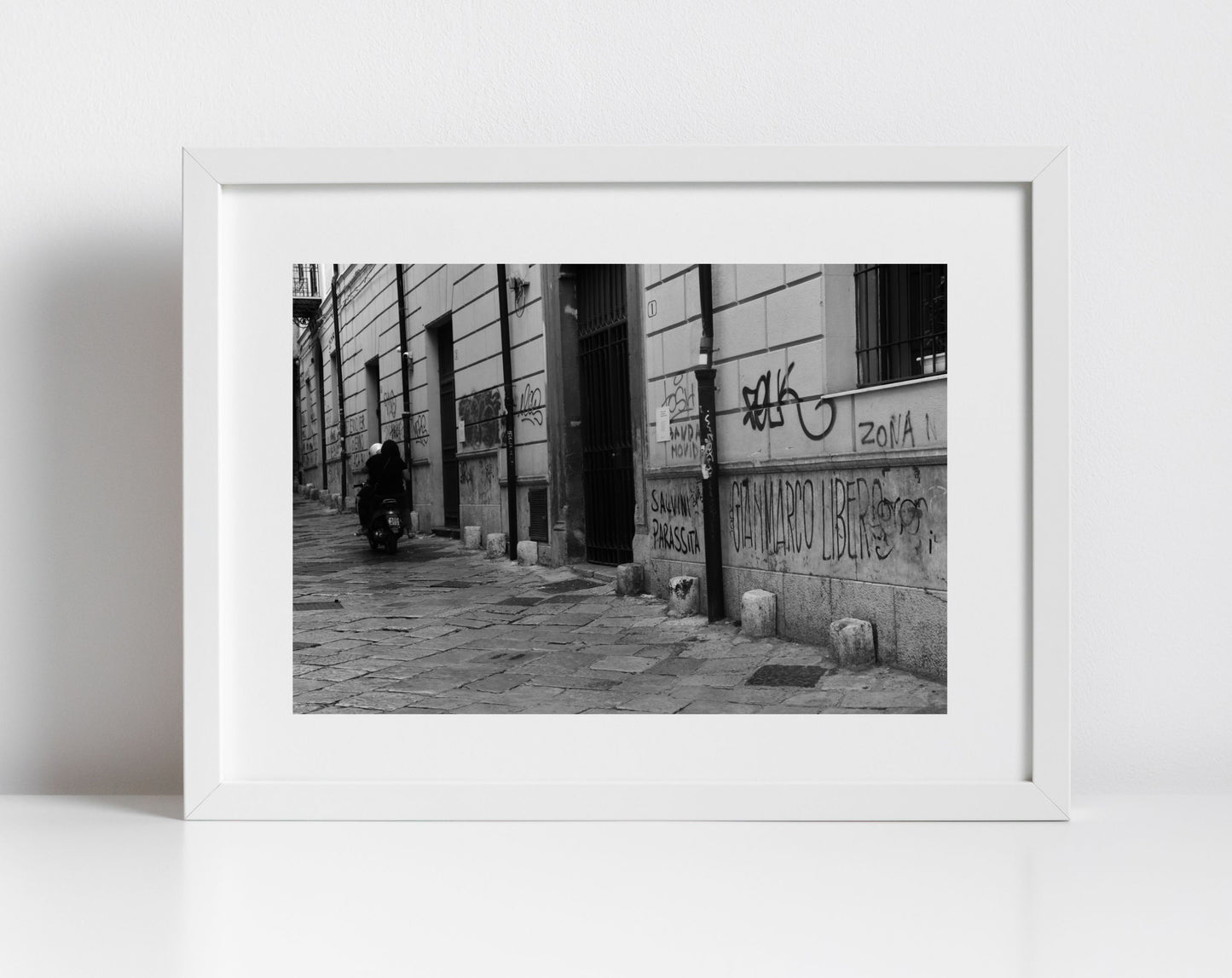 Palermo Street Black And White Photography Print Sicily Wall Art