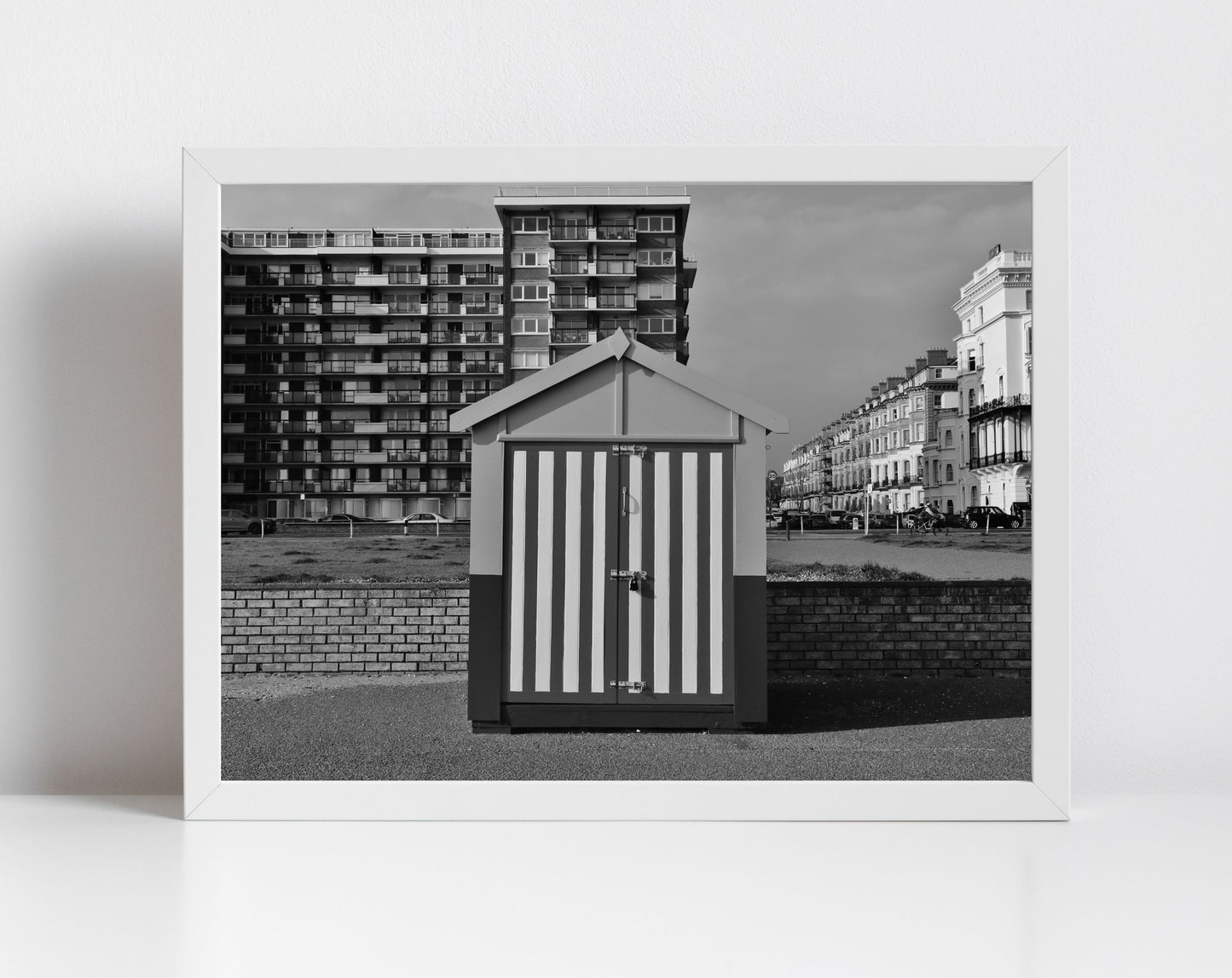 Brighton Black And White Photography Hove Beach Huts Print