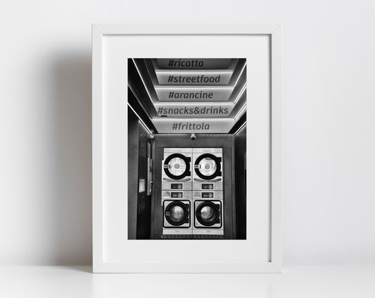 Palermo Sicily Black And White Print Laundromat Art Italian Wall Decor