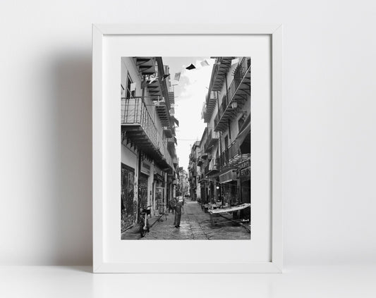 Palermo Sicily Street Photography Art Black And White Print