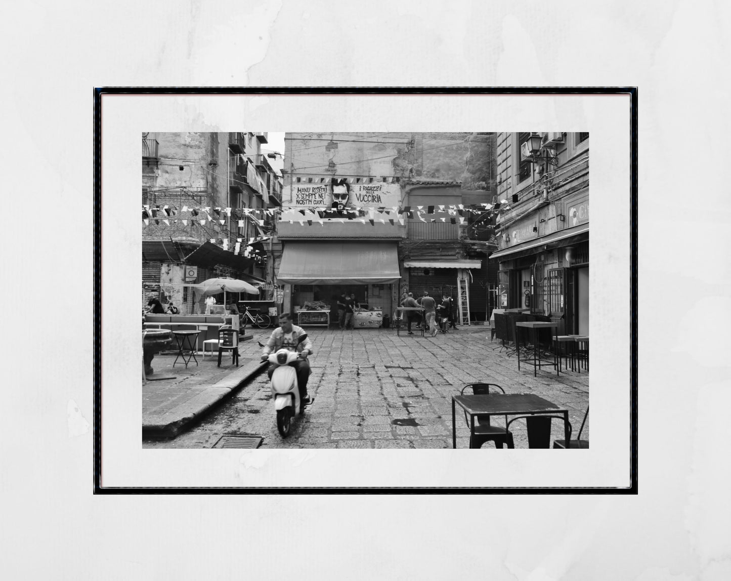 Piazza Caracciolo Palermo Sicily Black And White Print Street Photography