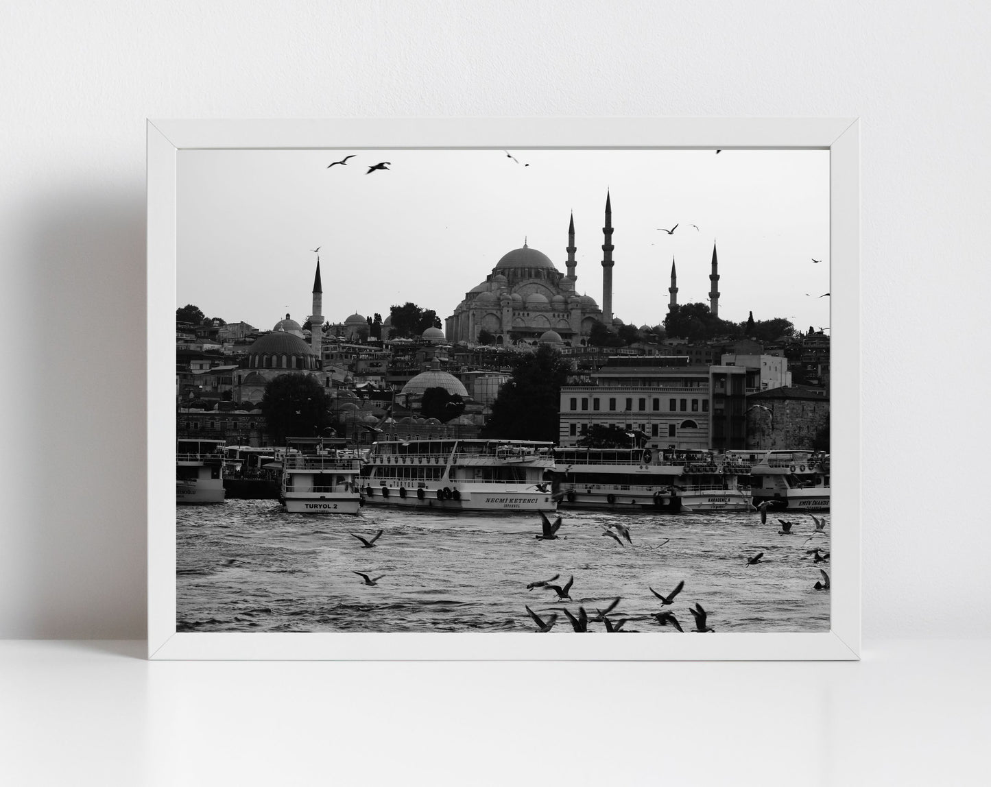 Istanbul Süleymaniye Mosque Eminönü Black And White Photography Print Poster