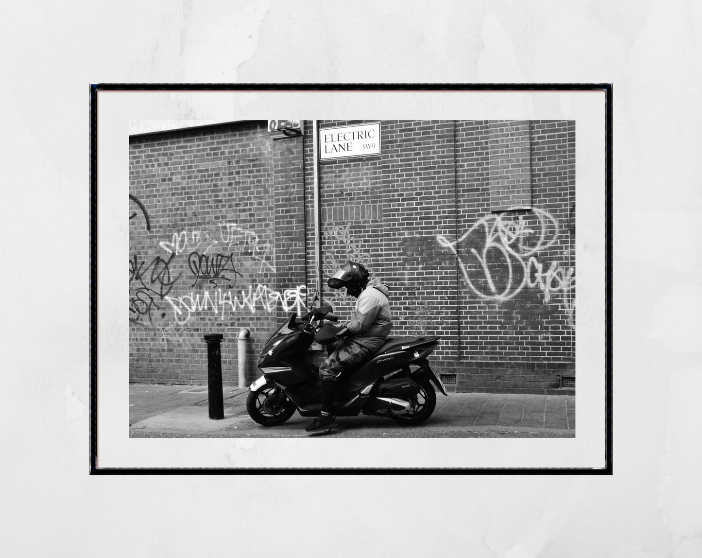 Brixton Print Black And White Street Photography Motorcyle Poster