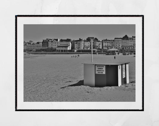 Margate Beach Hut Black And White Photography Print