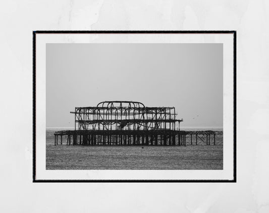 Brighton West Pier Black And White Photography Print