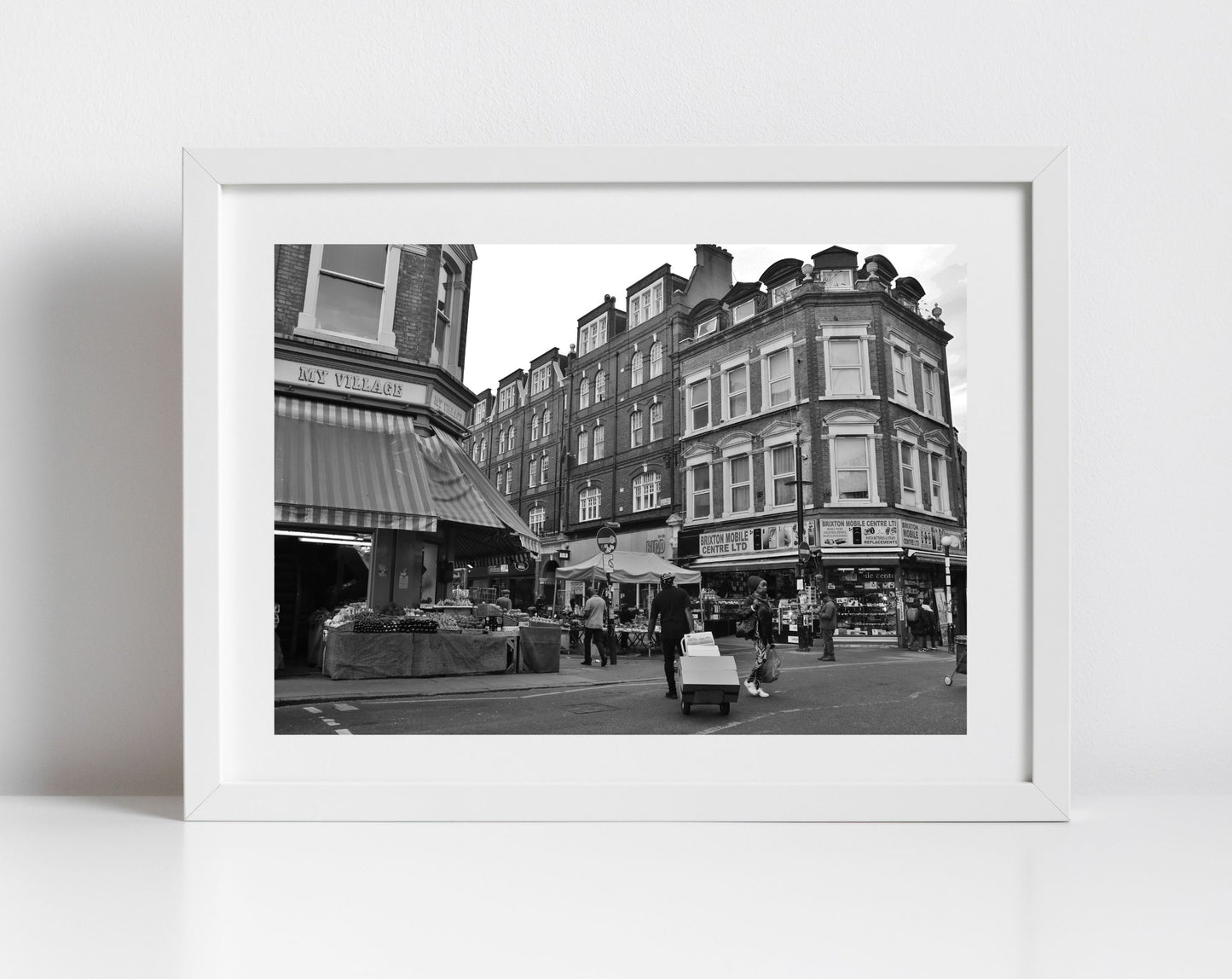 London Brixton Market Black And White Photography Print