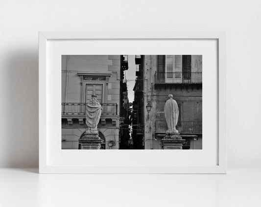 Palermo Sicily Street Black And White Photography Print Italy Wall Art