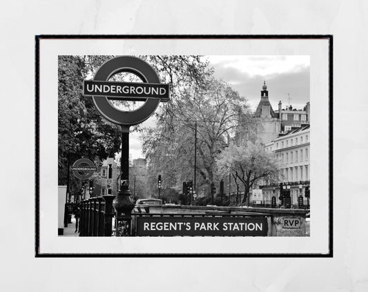 London Underground Poster Regent Park's Station Black And White Print