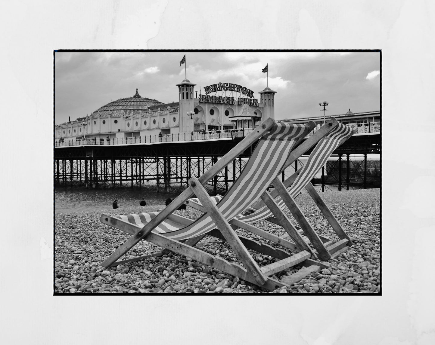 Brighton Beach Black And White Photography Print Deck Chair Wall Art