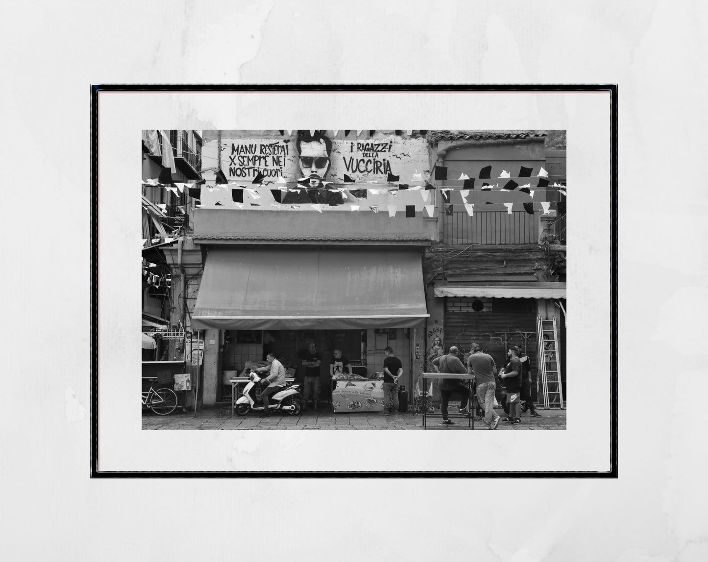 Piazza Caracciolo Palermo Sicily Black And White Photography Print Italy Wall Art