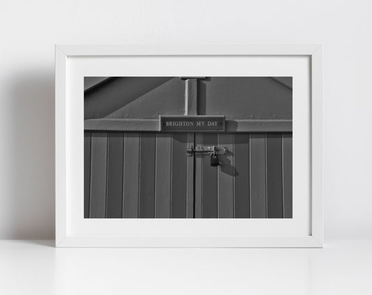 Brighton Photography Print Black And White Hove Beach Huts Wall Art