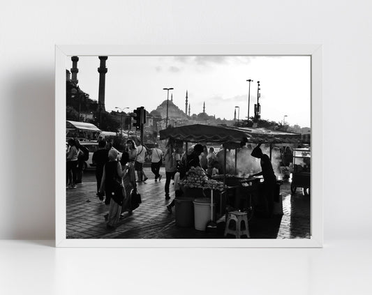 Istanbul Eminönü Black And White Photography Print