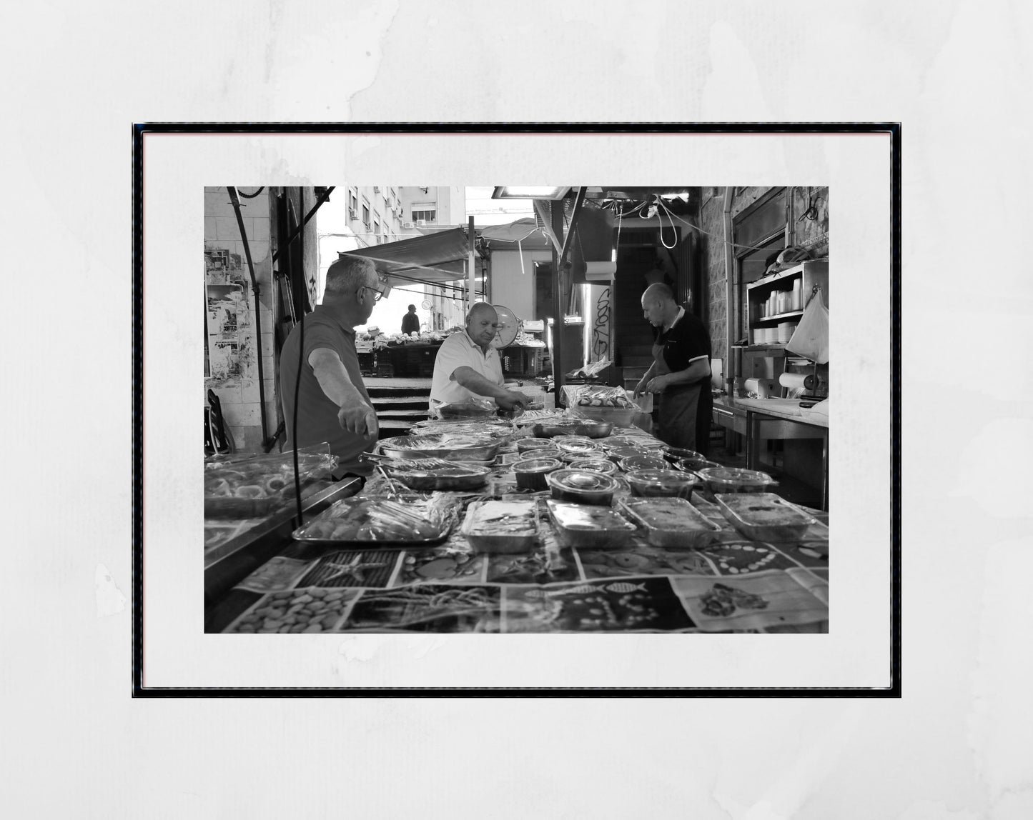 Palermo Sicily Black And White Photography Print Street Market Wall Art