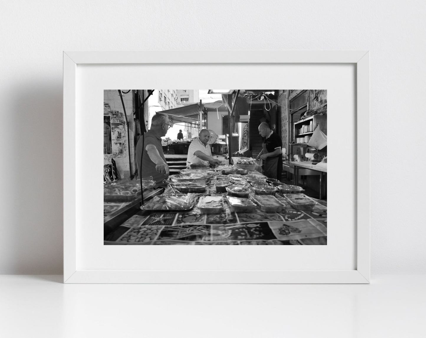 Palermo Sicily Black And White Photography Print Street Market Wall Art