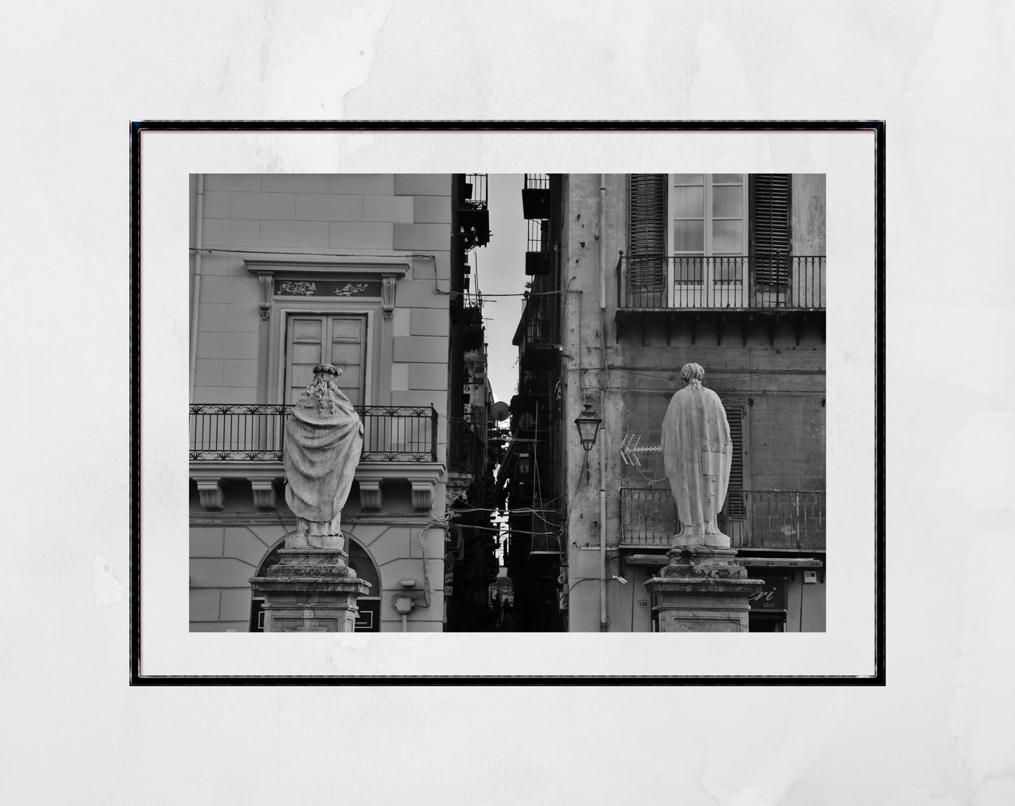 Palermo Sicily Street Black And White Photography Print Italy Wall Art