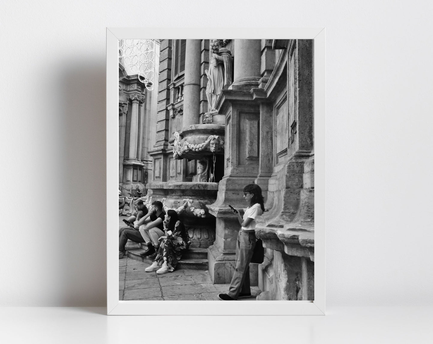 Four Corners Palermo Sicily Street Black And White Photography Print