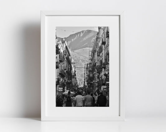 Via Maqueda Palermo Sicily Black And White Photography Art Print