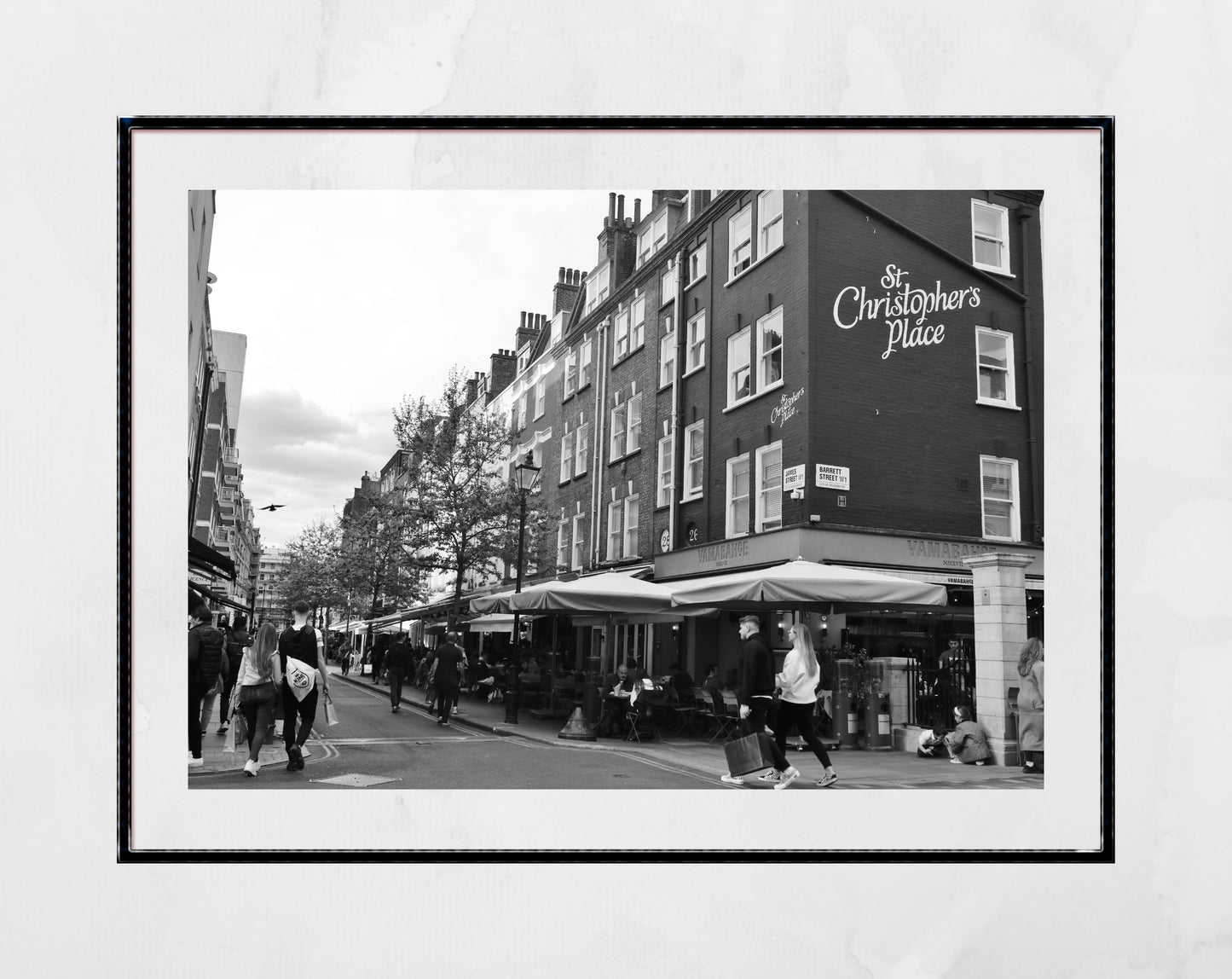 London St Christopher's Place Black And White Photography Print