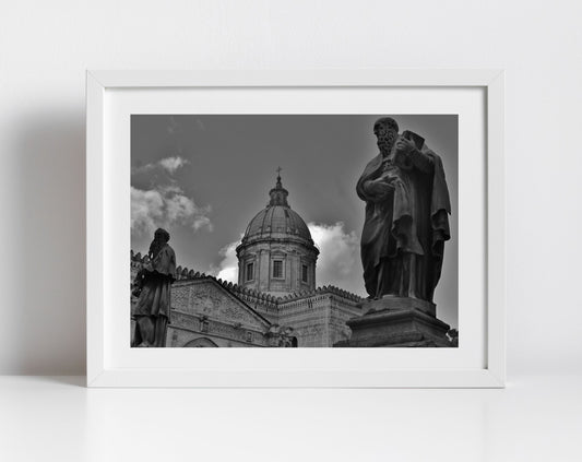 Palermo Cathedral Black And White Photography Print Sicily Wall Art