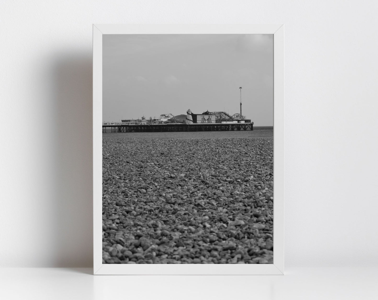 Brighton Photography Black And White Print Pebbled Beach Wall Art