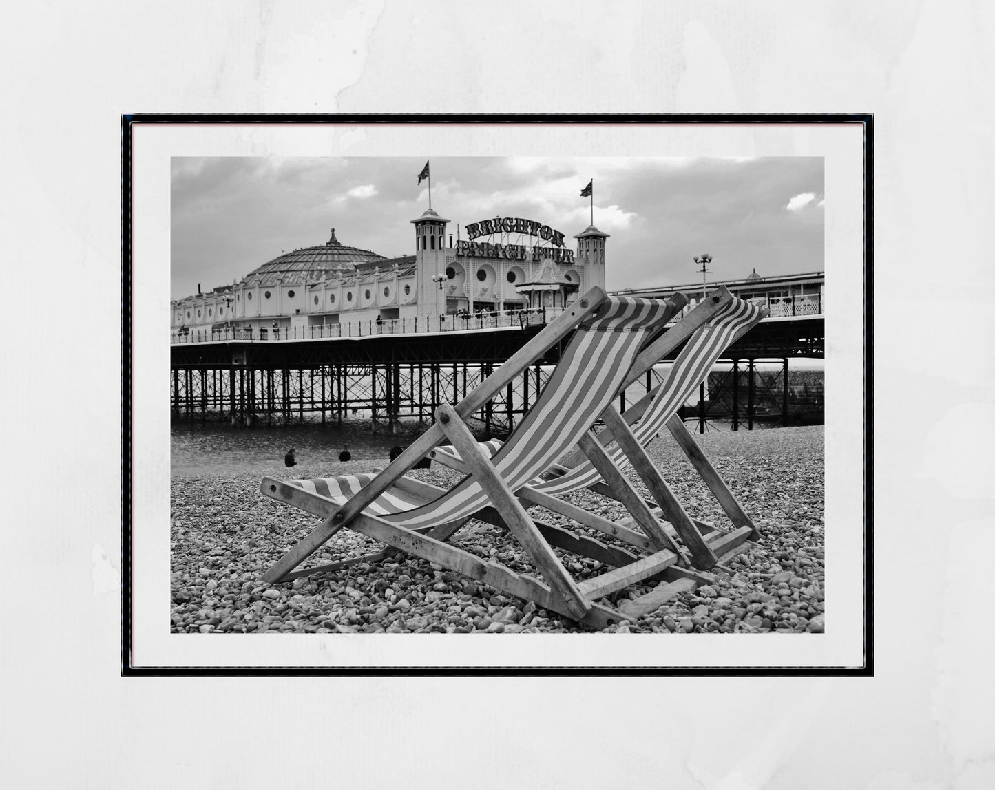 Brighton Beach Black And White Photography Print Deck Chair Wall Art