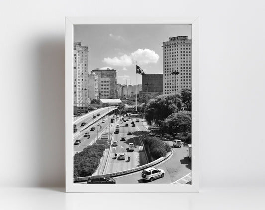 Sao Paulo Poster Brazil Black And White Photography Print