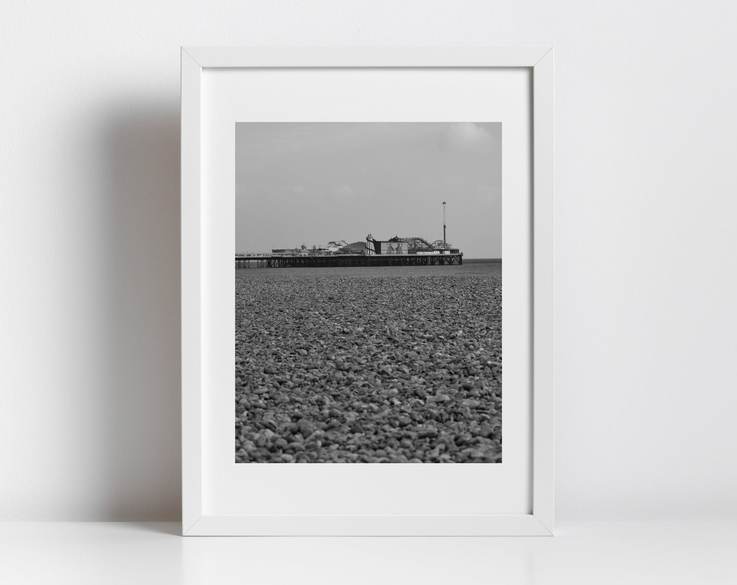 Brighton Photography Black And White Print Pebbled Beach Wall Art