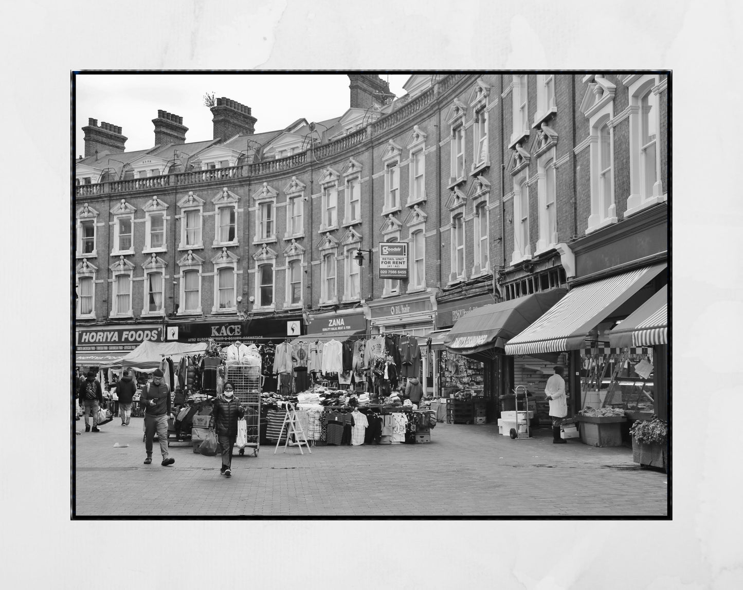 London Brixton Market Electric Avenue Black And White Photography Print