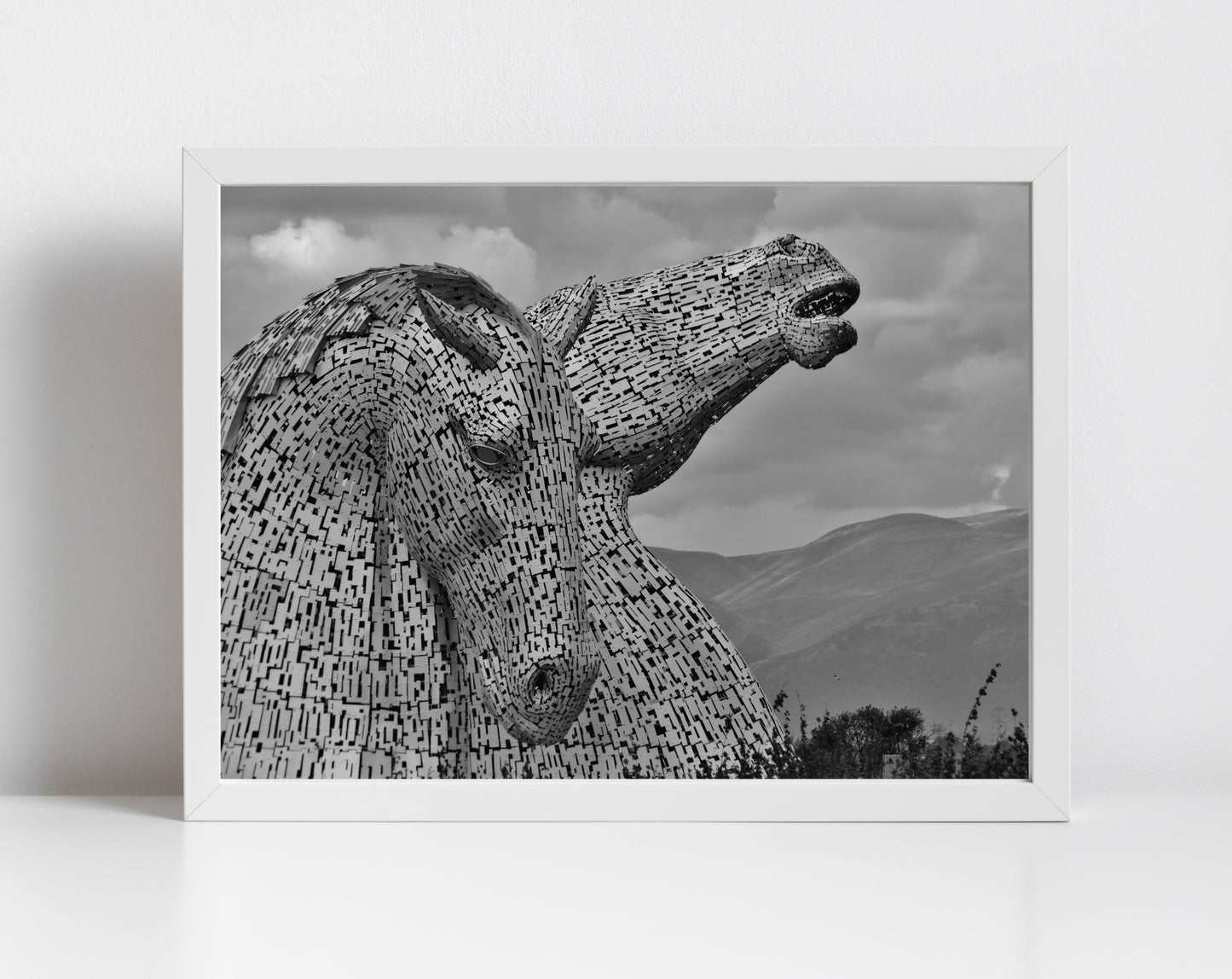 Falkirk Kelpies Scotland Black And White Photography Print