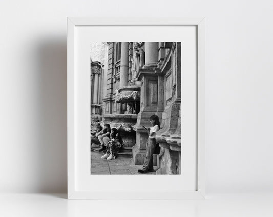 Four Corners Palermo Sicily Street Black And White Photography Print