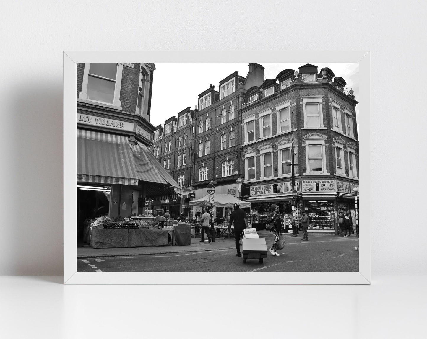 London Brixton Market Black And White Photography Print