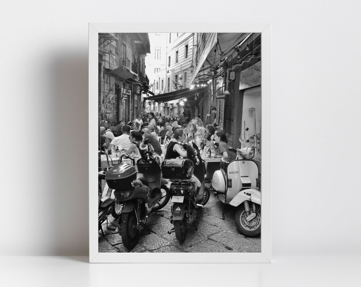 Palermo Sicily Black And White Print Vespa Poster Dining Wall Art